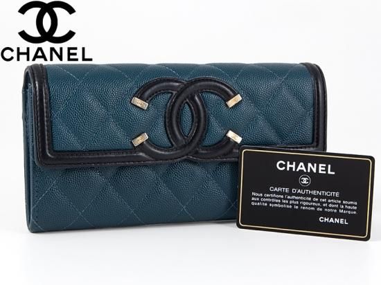 CHANEL シャネル 長財布 CCフィリグリー ロングウォレット キャビアスキン ココマーク ギャランティカードあり・シールあり A84448 27718599  キャビアスキン   ブラック 黒 ゴールド金具 レディース【品】