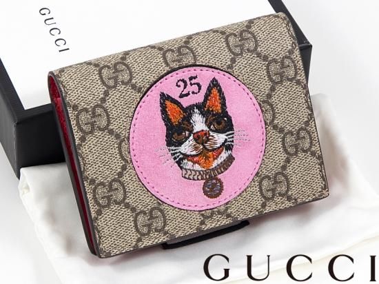 グッチ GUCCI 二つ折り財布 GGスプリーム ボスコアップリケ カード