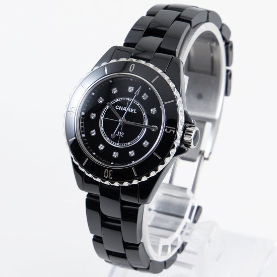 BF】シャネル CHANEL J12 33mm H5701 ダイヤモンドインデックス 黒文字