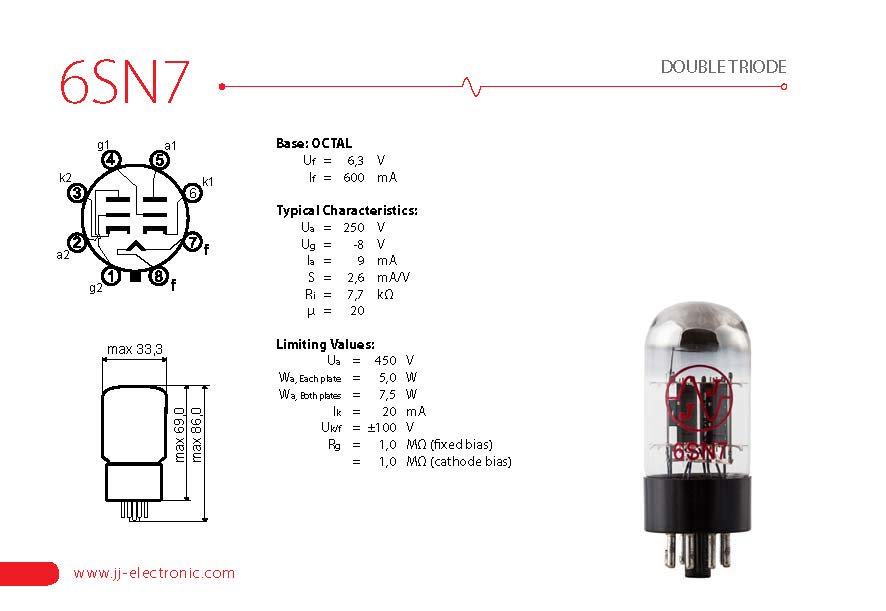 JJ 6SN7 - テクソル オンラインショップ | 高品質真空管 （オーディオ用・ギター用）通販・通信販売専門店