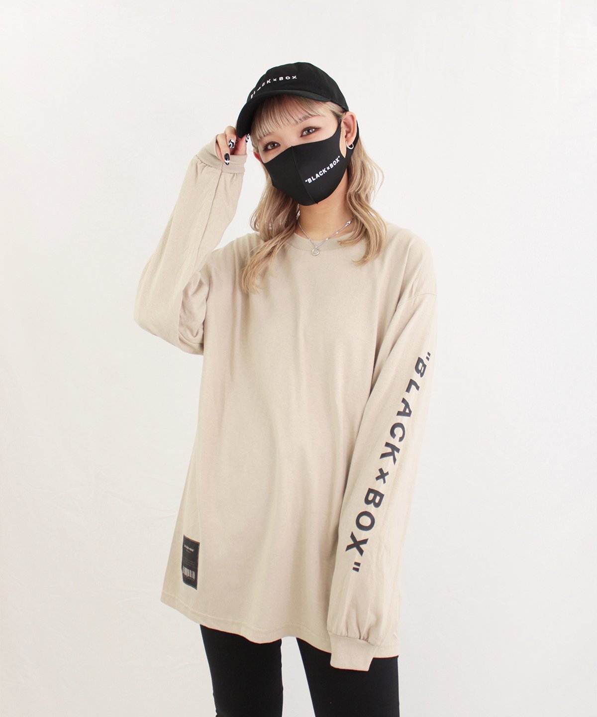 BLACK×BOX Sleeve LOGO Long T-shirts