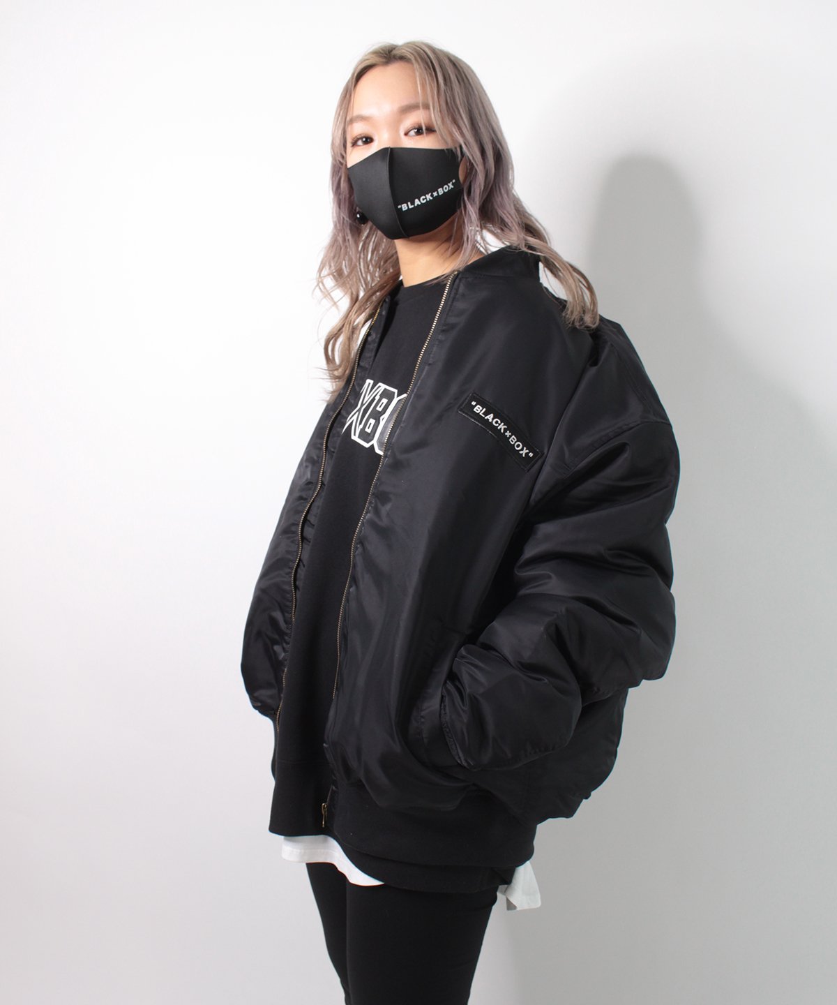 山猿 BLACK×BOX BLACK×BOX Leather Embroidery OverSize MA-1