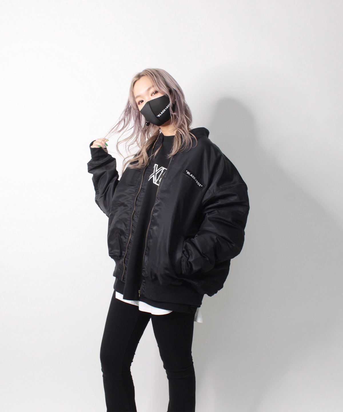 山猿 BLACK×BOX BLACK×BOX Leather Embroidery OverSize MA-1