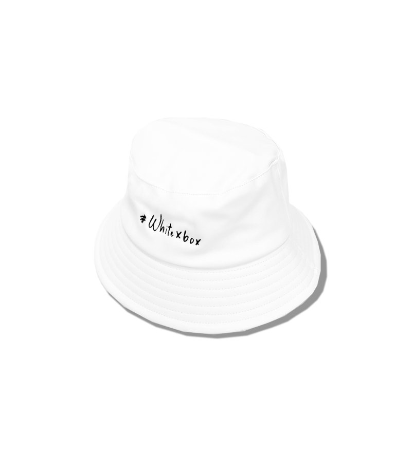 #white×box LOGO Leather Embroidery Bucket Hat.WHT