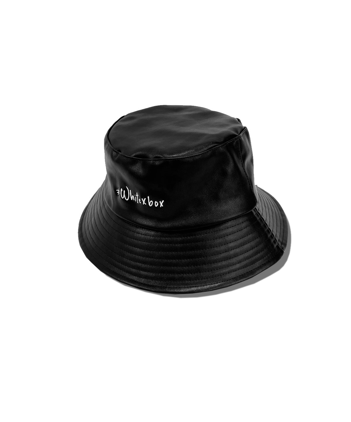 【22AW最新作】#white×box LOGO Leather Embroidery Bucket Hat.WHT
