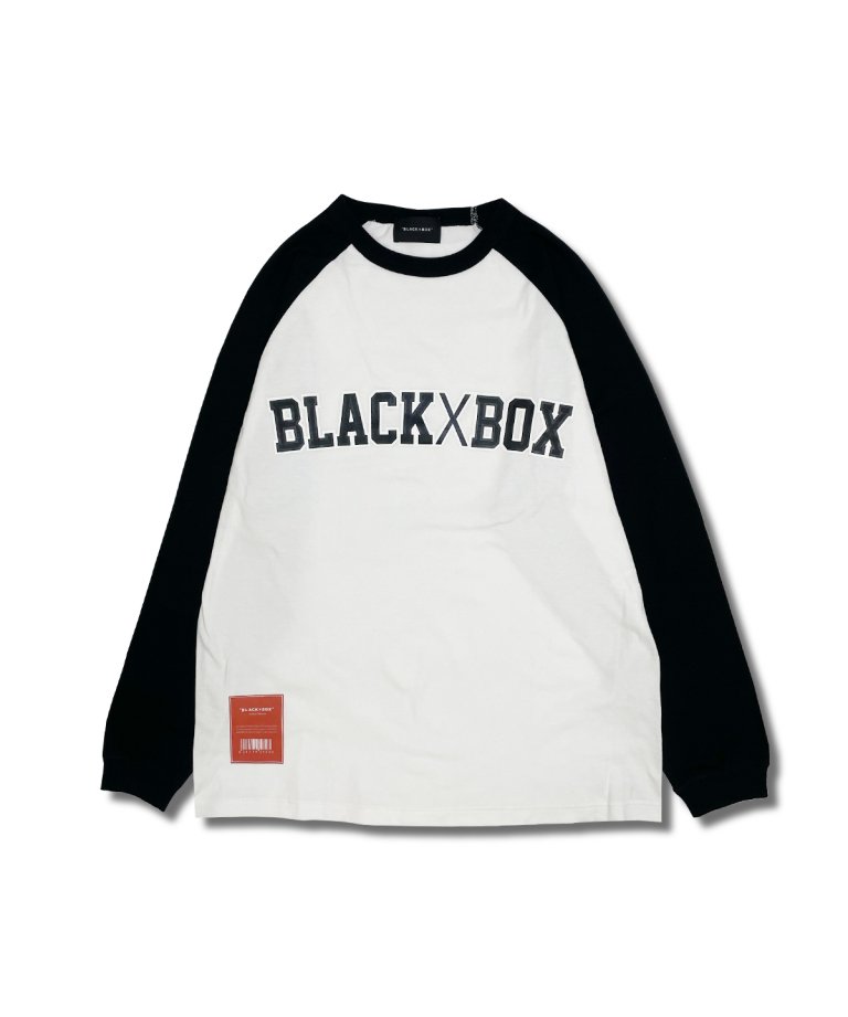 BLACKBOX Raglan Front Arch Long T-Shirts.WHTBLK