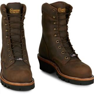 ڥ CHIPPEWA SL5407 Super Logger 9 Waterproof Steel Toe