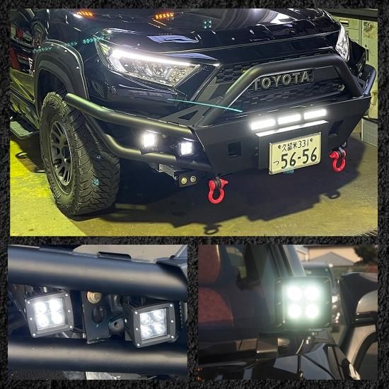 LEDワークライト 2個セット 12V/16W 角型 4灯 XHP50 角度調整