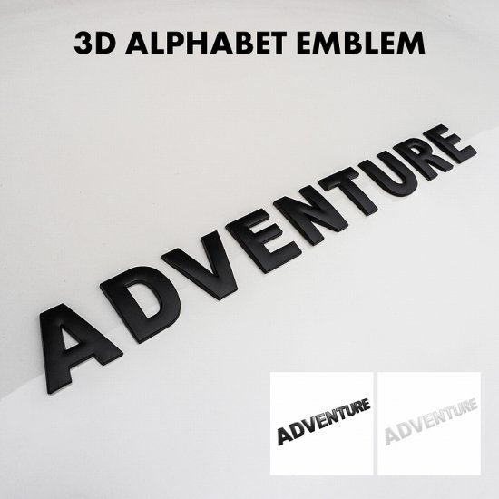 ADVENTURE アドベンチャー 3D アルファベット エンブレム ロゴプレート 金属製 マットブラック マットホワイト 自動車メーカー  両面テープ付き ゆうパケット - ネクサスジャパン