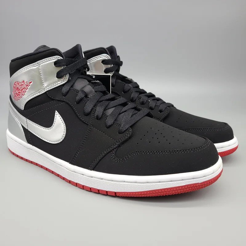 AIR JORDAN 1 MID,554724-057,黒/銀/赤|snisellya