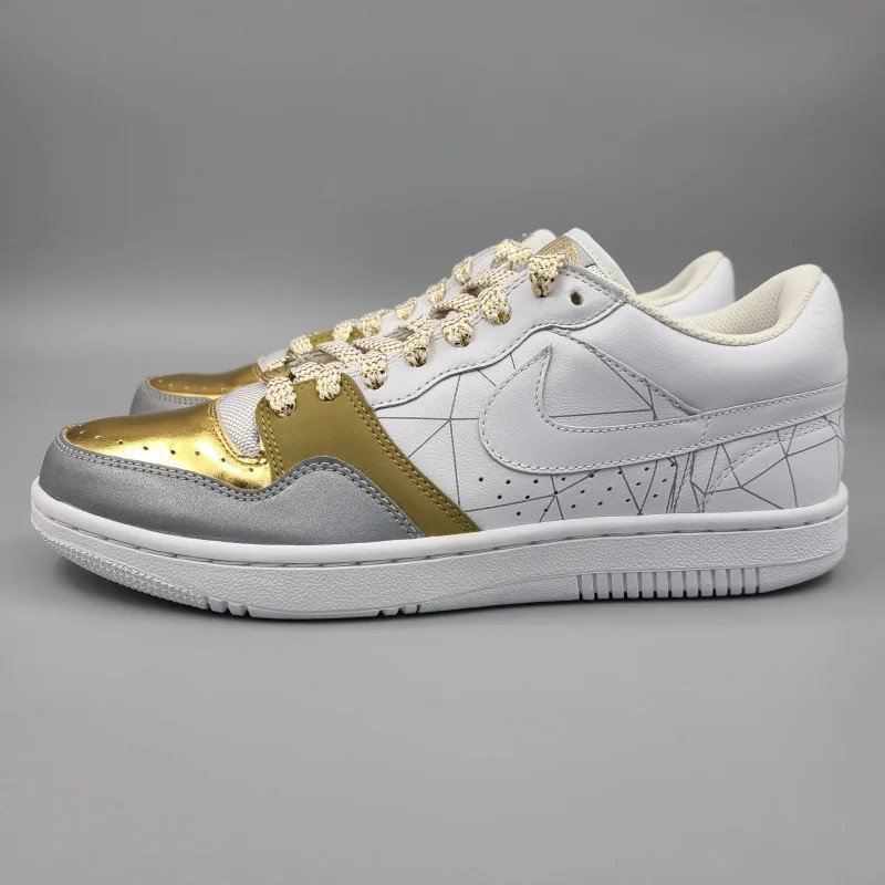 NIKE COURT FORCE LOW PREMIUM 314428-111 28cm WHITE/GOLD/SILVER  3 snisellya