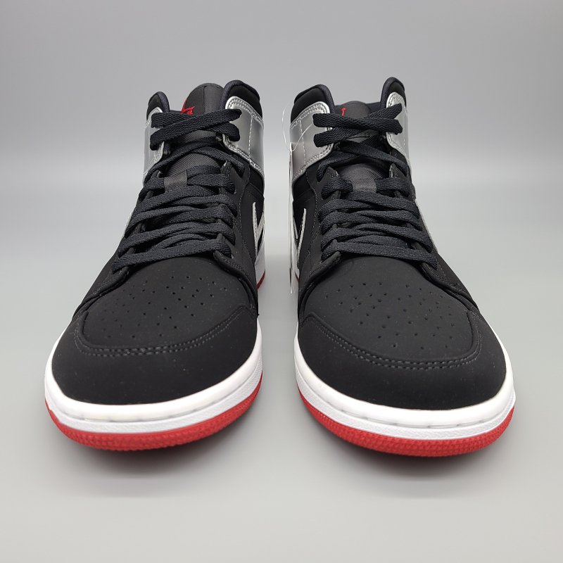 NIKE ナイキ AIR JORDAN1 MID Johnny Kilroy エアジョーダン1 ミッド ミッドカットスニーカー ブラック/シルバー 554724-057 US8.5天然皮革合成皮革合成繊維底