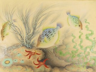 大野麦風 木版画 大日本魚類画集「カワハギ」