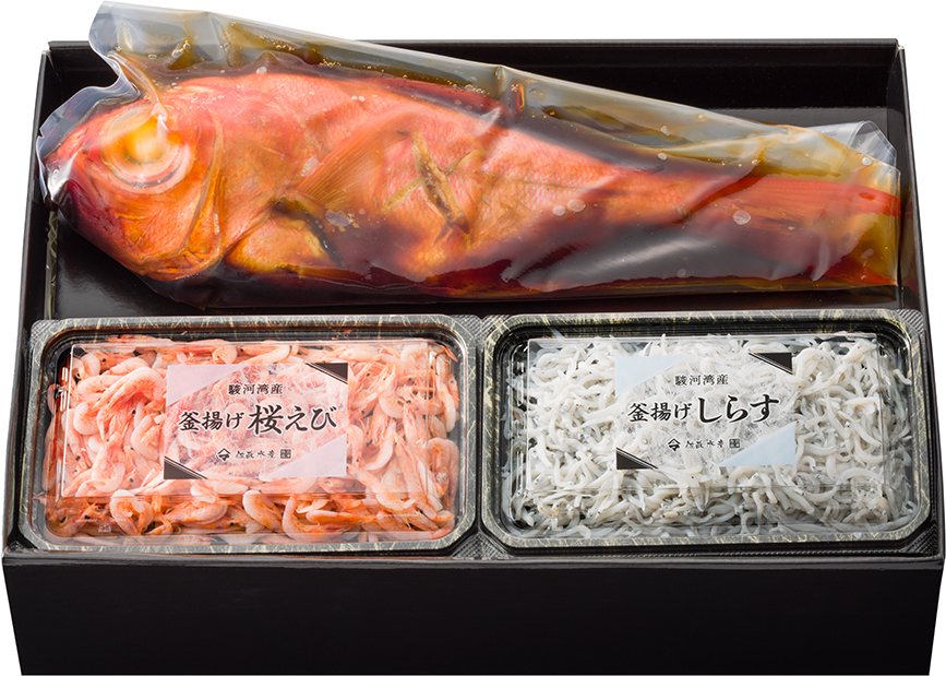 2006 伊豆金目鯛丸ごと煮付け&駿河湾産釜揚げしらす・桜えびセット - 佐政水産オンラインショップ