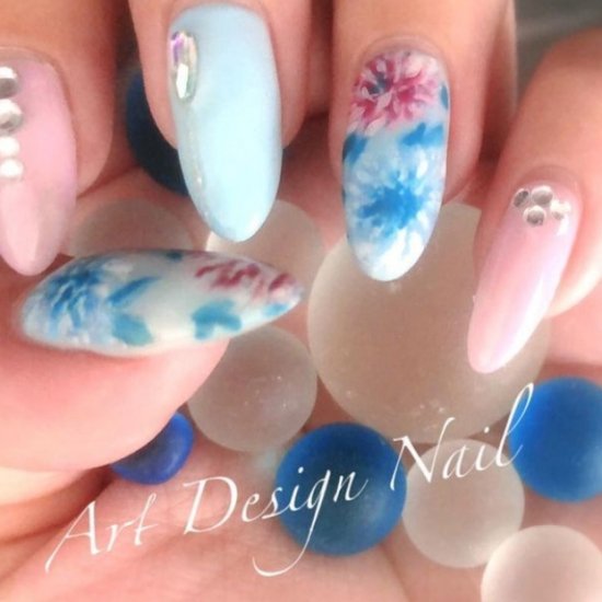 水色が可愛いネイルチップ - 大人可愛いネイルチップ(つけ爪)通販専門店 Art Design Nail