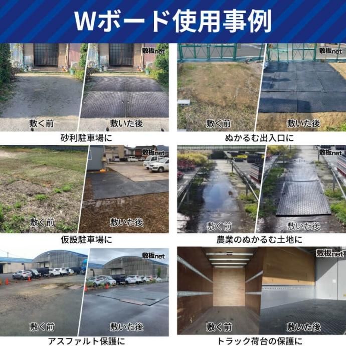 樹脂敷板Wボード1m×2m 板厚13mm 27kg 滑り止め片面タイプ 黒 | 敷板net | 建築資材・農業資材・物流資材の通販サイト