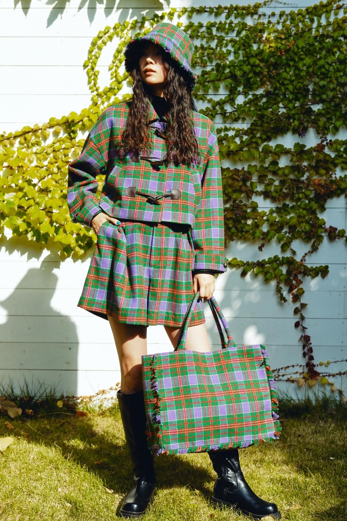 チェックキュロットパンツ