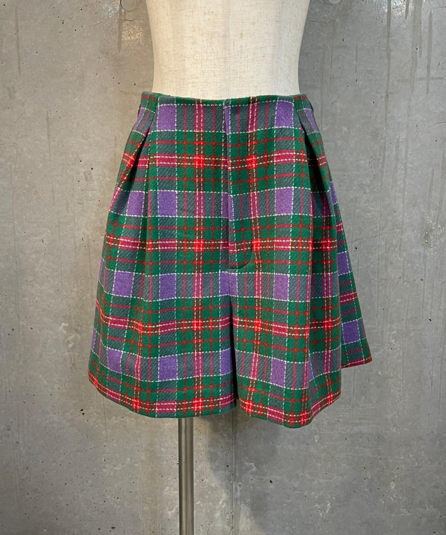 フロントボタンチェックキュロット 先染め起毛チェック キュロットパンツ（5252PE77