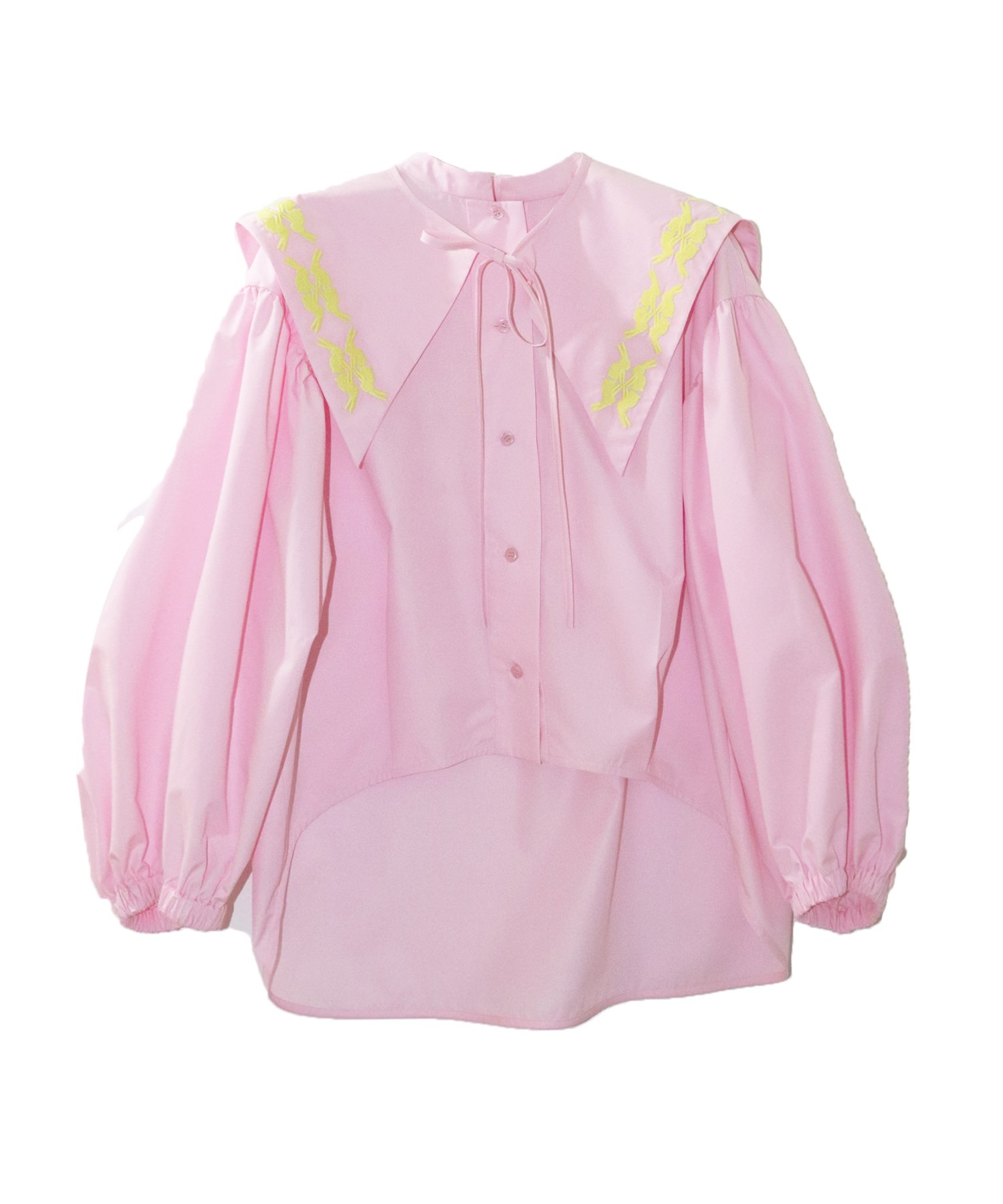 lucky charm motif big collar set blouse(うさぎモチーフ衿付きブラウス)