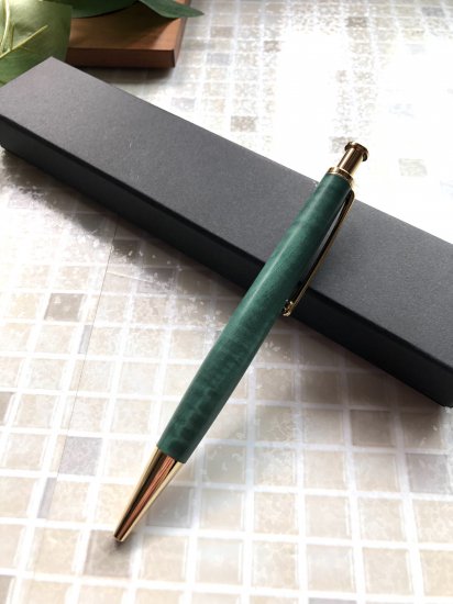 スタビライズドウッド《グリーン》ボールペン　(ノック式) - 木製ボールペン 日本製の高級な天然木のボールペン通販 | 山猫家