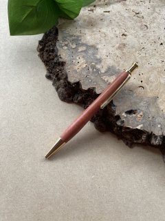 【ピンクアイボリー】木製ボールペン　(ノック式)