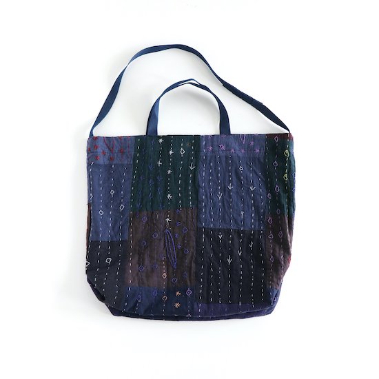 ENGINEERED GARMENTS / CARRY ALL TOTE *NAVY SQUARE HANDSTITCH