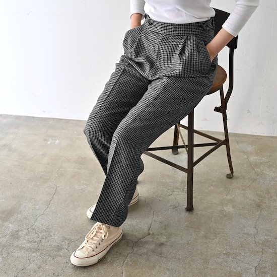 NEEDLES / Tucked Side Tab Trouser *Poly Houndstooth