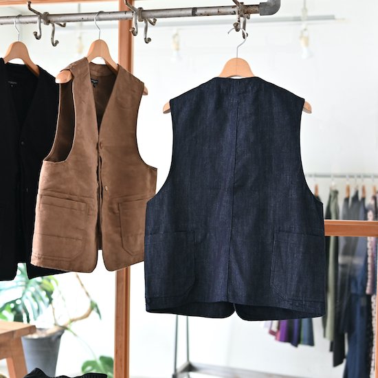 ENGINEERED GARMENTS / UPLAND VEST *COTTON BROKEN DENIM - herbie