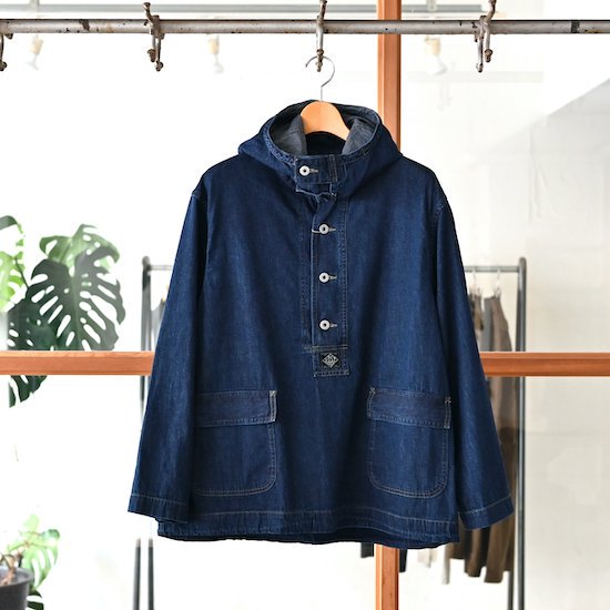 POST O'ALLS / NAVY Parka *Blue Denim w/OD-yellow stitch