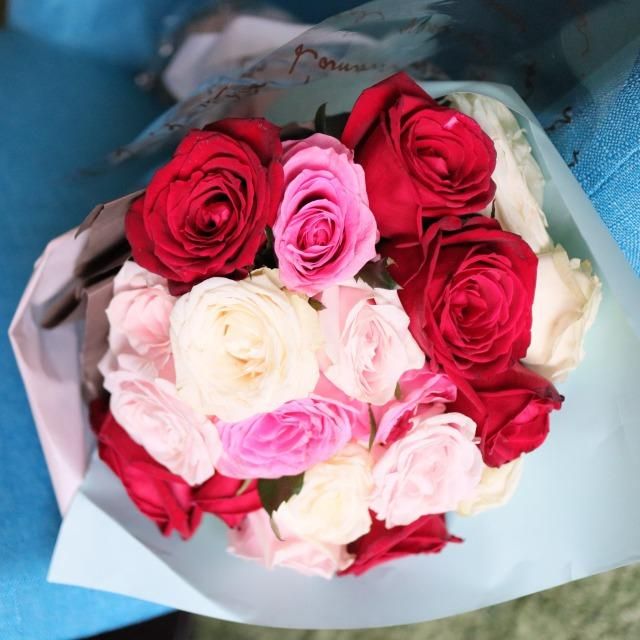 バラの花束 ミックス(赤・ピンク・白)20本‐サムライフラワー