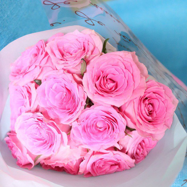 バラ花束 ピンク 12本