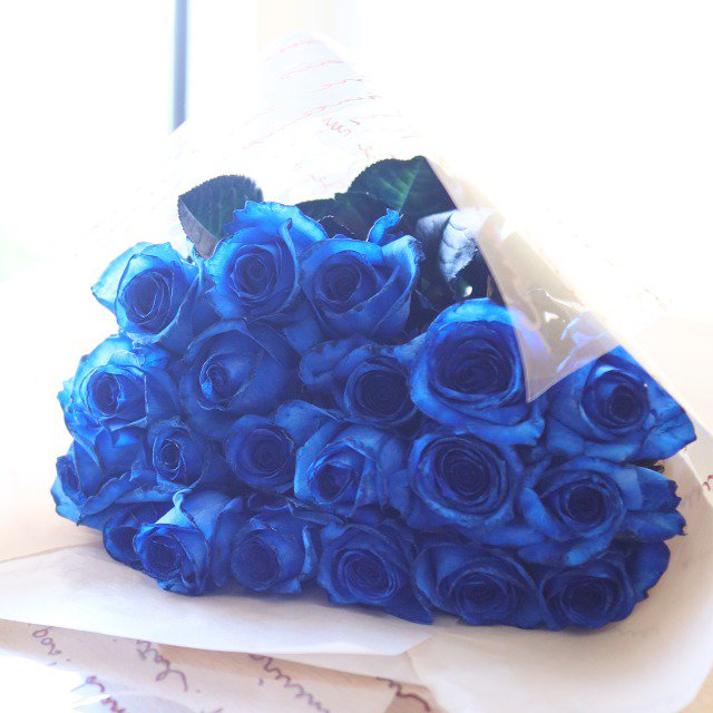 バラ 花束】青いバラ（ブルーローズ）ブーケ 20本‐サムライフラワー