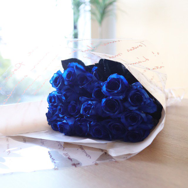 バラ 花束】青いバラ（ブルーローズ）ブーケ 20本‐サムライフラワー