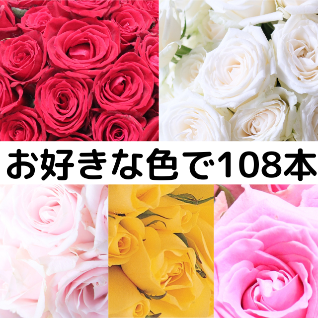 プロポーズに【バラ農園直送】国産バラ花束108本 お好きな色でカスタマイズ