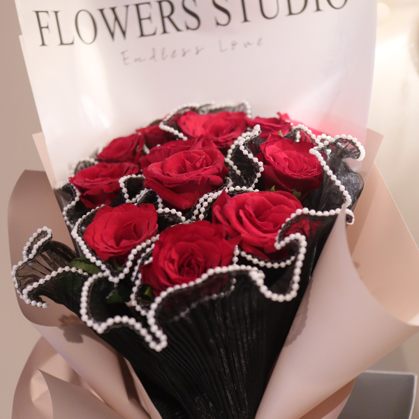 バラの花束】赤 薔薇 12本 ブーケ※パールラッピングmix‐サムライ