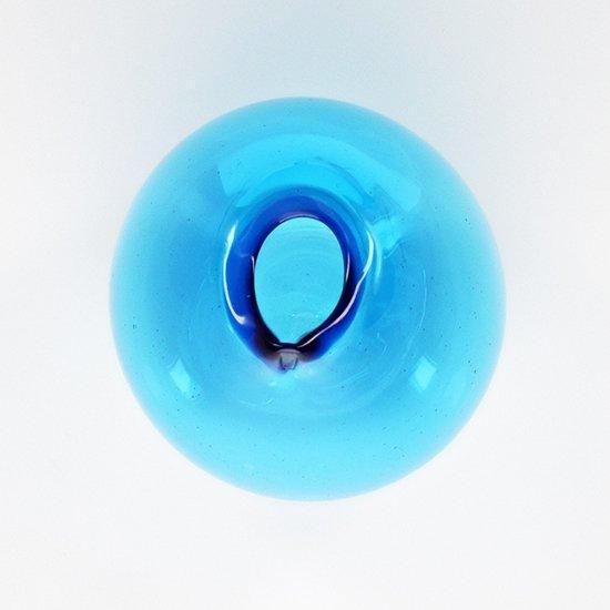 琥珀色ガラスカップ 青色持ち手付き　吹きガラス　ボタン模様　中古 琥珀色ガラスカップ 青色持ち手付き 吹きガラス ボタン模様 中古