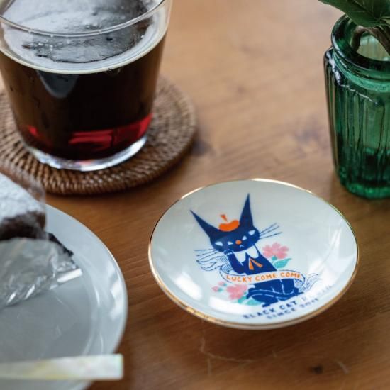 黒ねこ意匠 招福猫豆皿 SAKURA