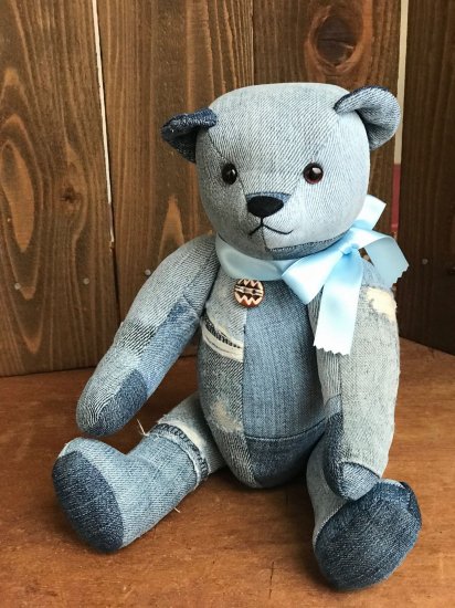 【受注製作】あなたの大切な思い出服から作るリメイクテディベア(金具接続タイプ) - Handmade Teddybear