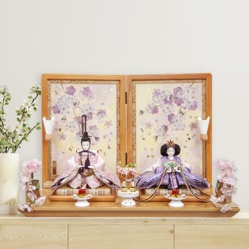雛人形　平飾りセット　コンパクト Amazon | 雛人形 コンパクト ひな人形 親王飾り 平飾り 桜 刺繍