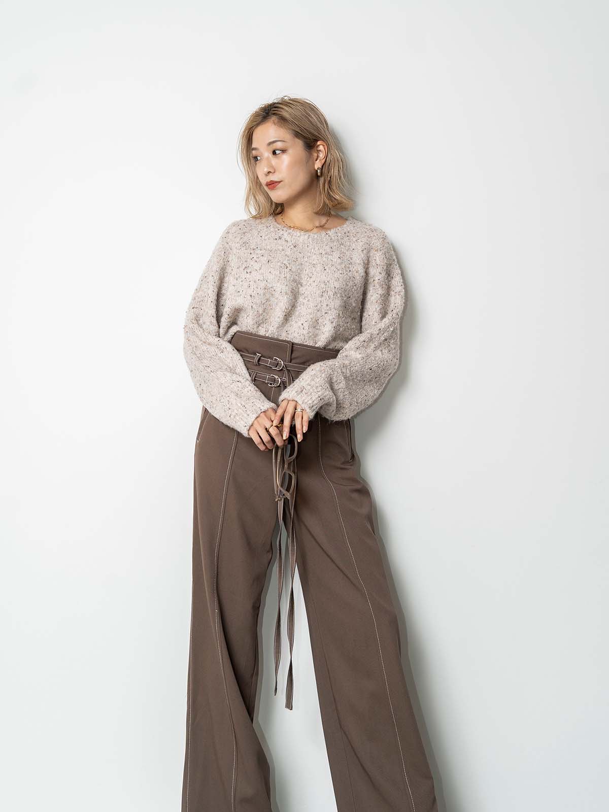 Double Belt H/W Pants -BRN- - LODIUM