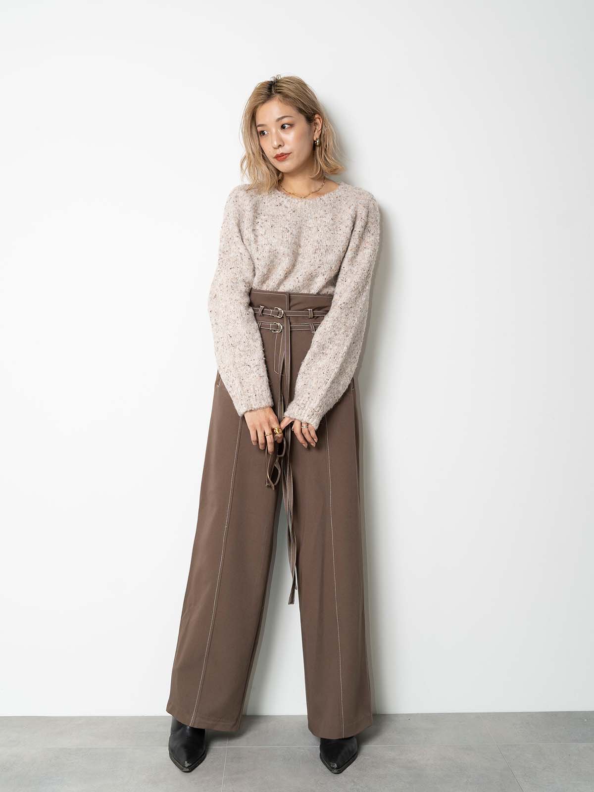 Double Belt H/W Pants -BRN- - LODIUM