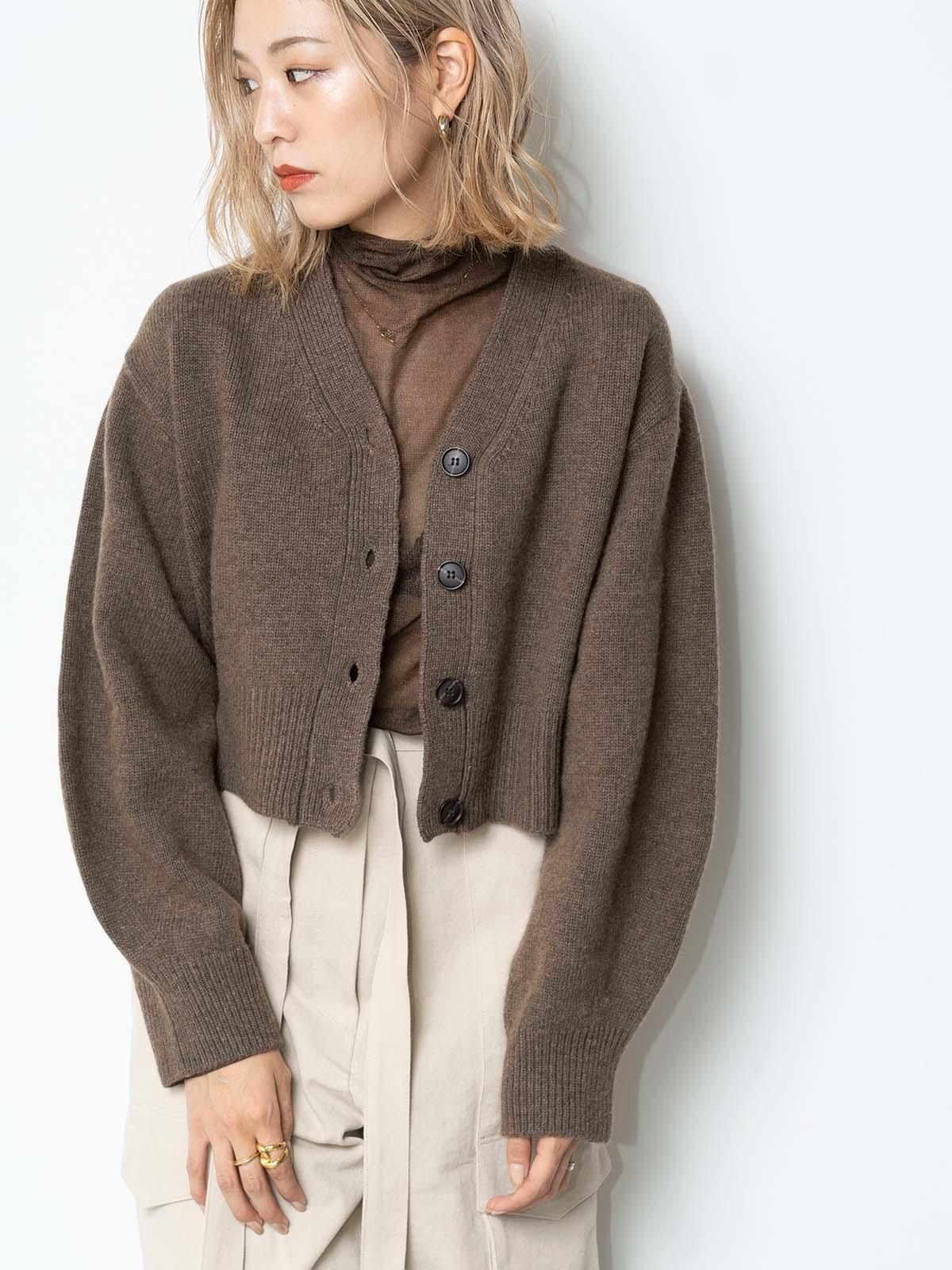 Wool Knit Cardigan -BRN- - LODIUM