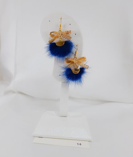 №P14 Handmade Earrings Mink Blue