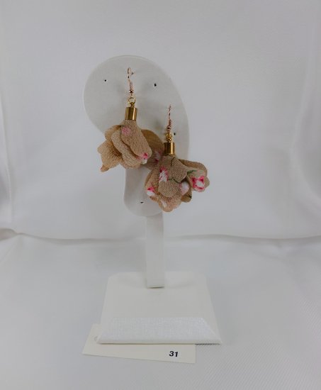 №P31 Handmade earrings tassel brown pattern