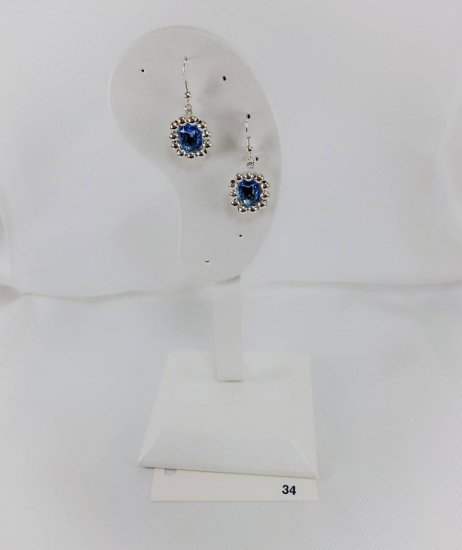 №P34 Handmade Earrings Blue Beads