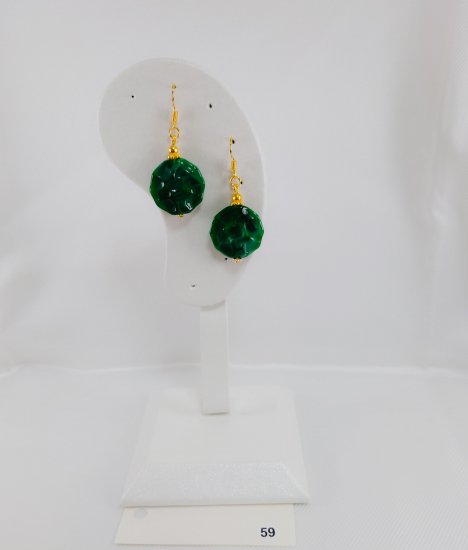 №P59 Handmade earrings Green system