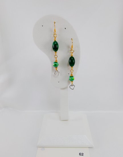 №P62 Handmade earrings Green system