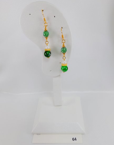№P64 Handmade earrings Green system