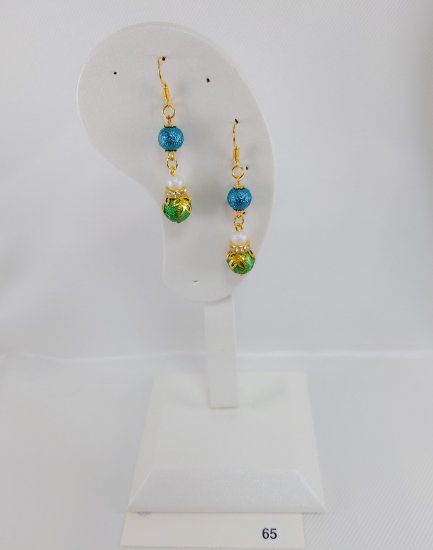 №P65 Handmade earrings Green system