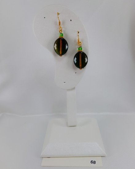 №P68 Handmade earrings Green system
